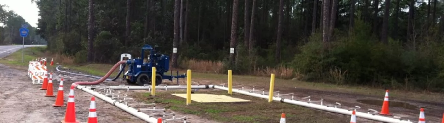 wellpoint dewatering on jobsite with cones