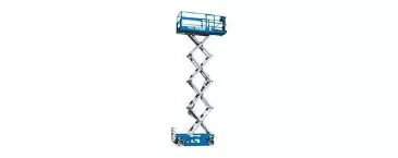 blue scissor lift extended