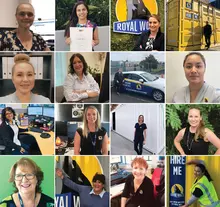 Group of diverse women workers smiling together, representing the strength and unity of women in the workforce.