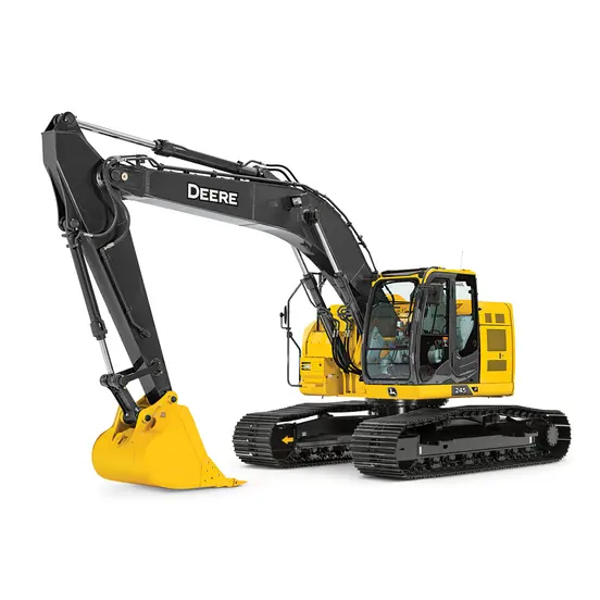 Yellow and gray JOHN DEERE Excavator with Reduced Tail Swing