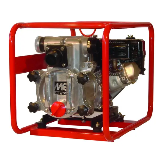 Red and silver and black MULTIQUIP Trash Pump, 2 in.